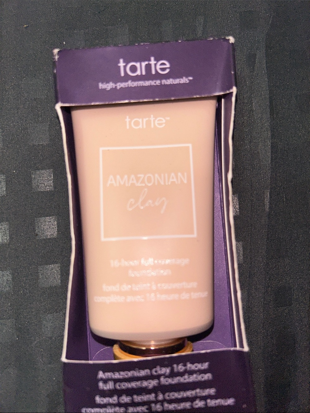 tarte Amazonian Clay Foundation in Light Nude with Purple Packaging